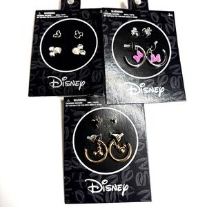 Brand New Three pack Disney Girls Earrings silver and Gold